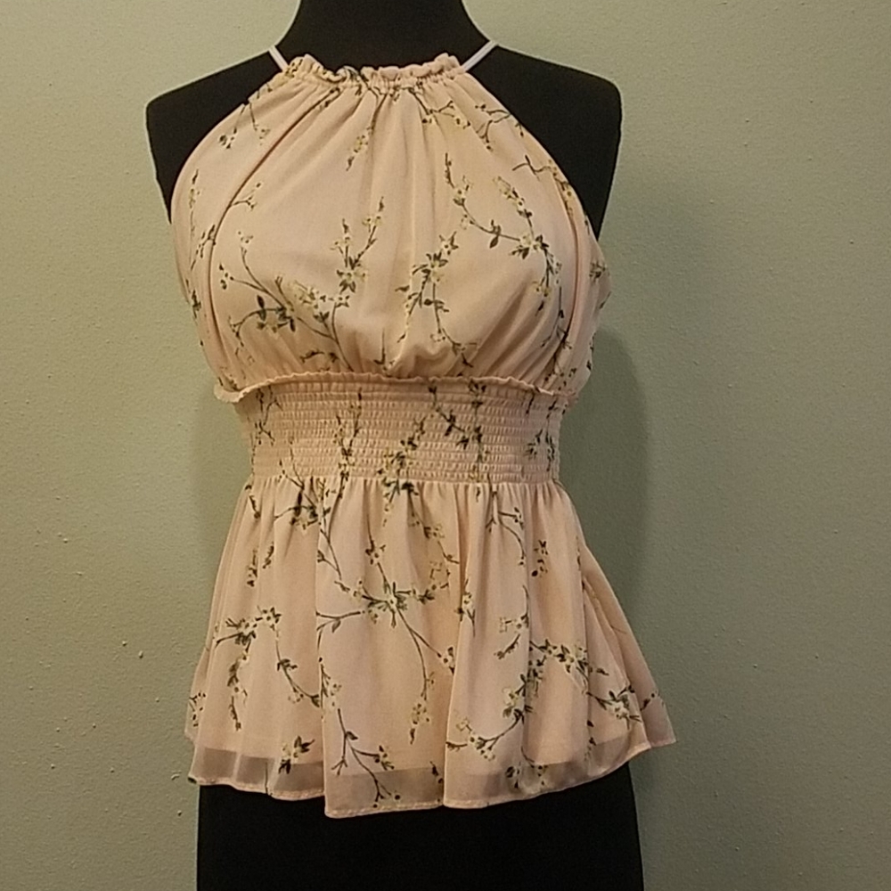 Pink floral tank top